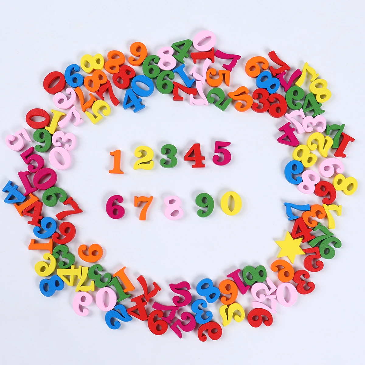 

100pcs Wooden Numbers Letters Mini Figures Birthday Decor Multicolor Mixed Wooden Block Wedding Birthday Party Kids DIY Crafts