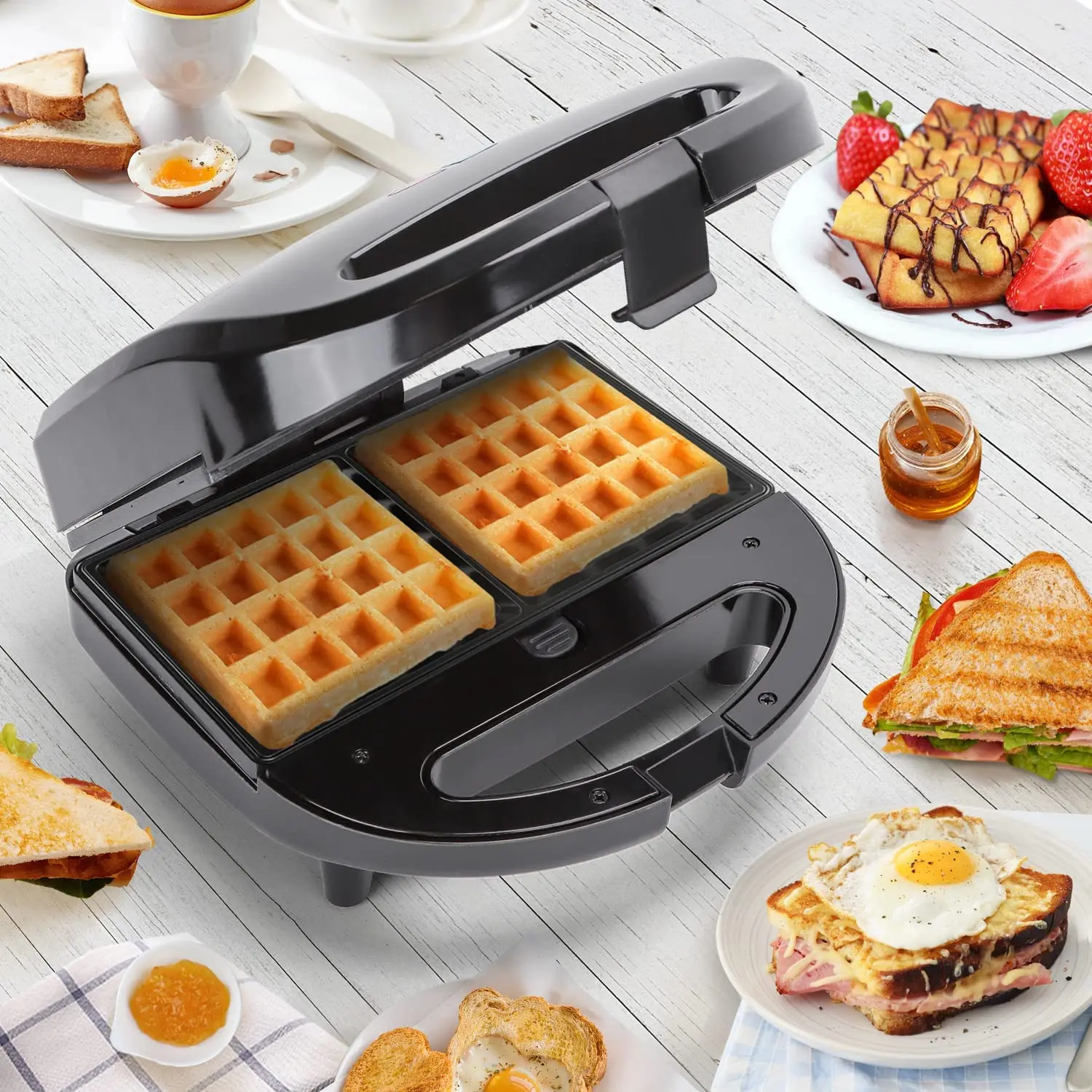 Appareil à croque monsieur 3en1 gaufre et grill 750W