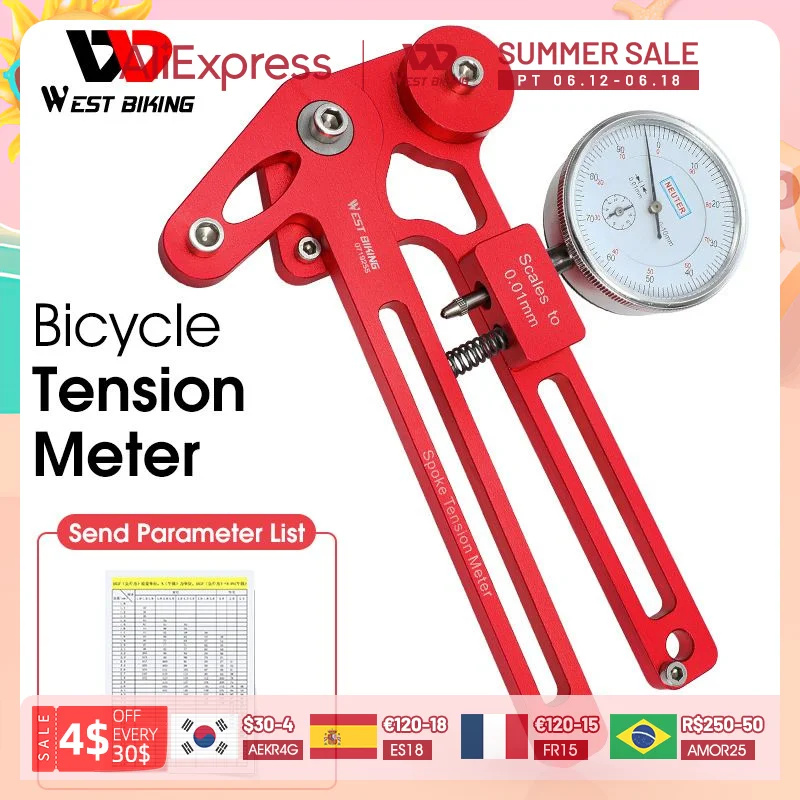 West Biking Bicycle Spoke Tension Tester Precision Spokes Checker Bike