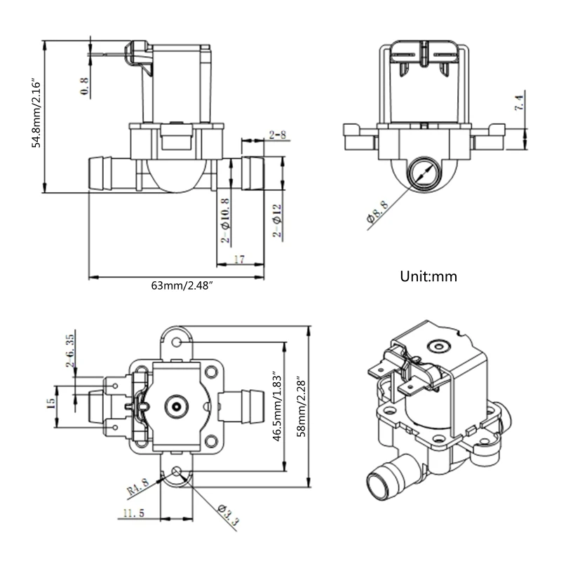 Solenoid for Valve Water Inlet Flow 12/24/110/220V for Water Dispens