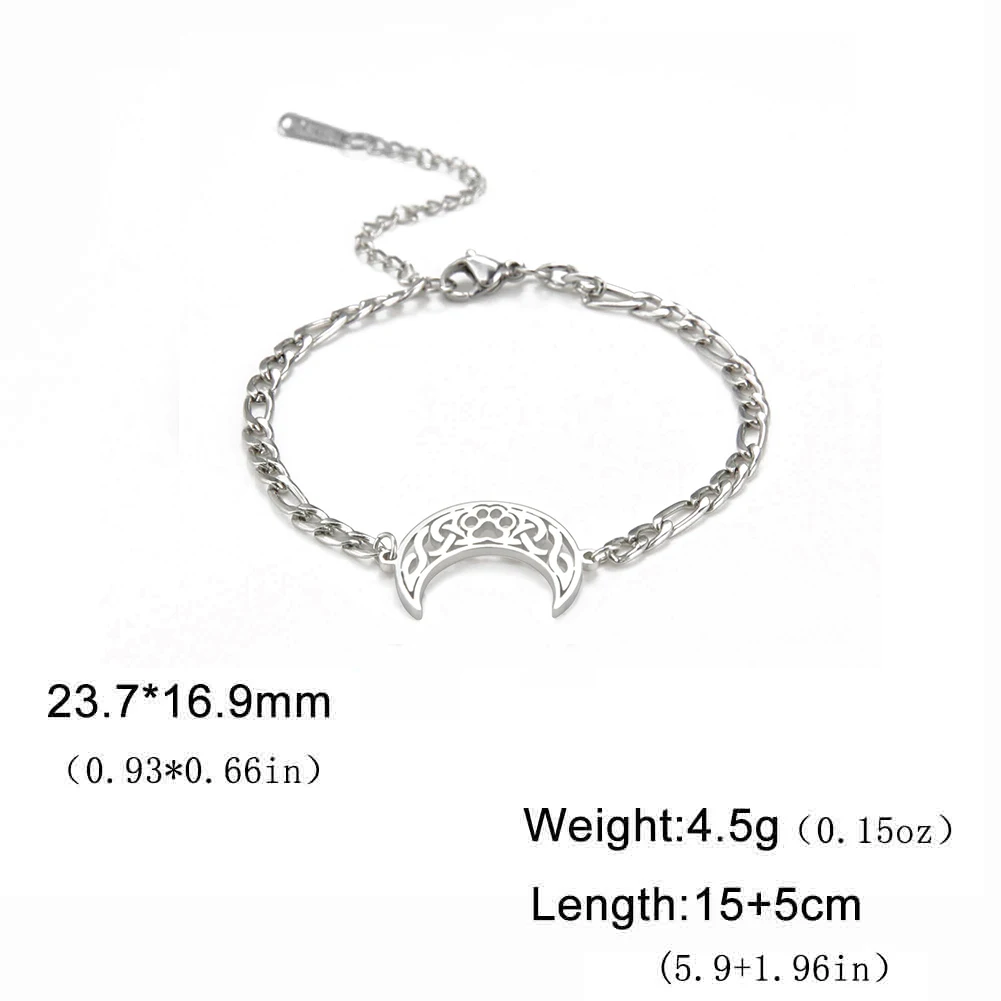 Amaxer Cute Animal Cat Paw Moon Stainless Steel Bracelet For Women Man Friend Birthday Jewelry Gifts Wholesale 6