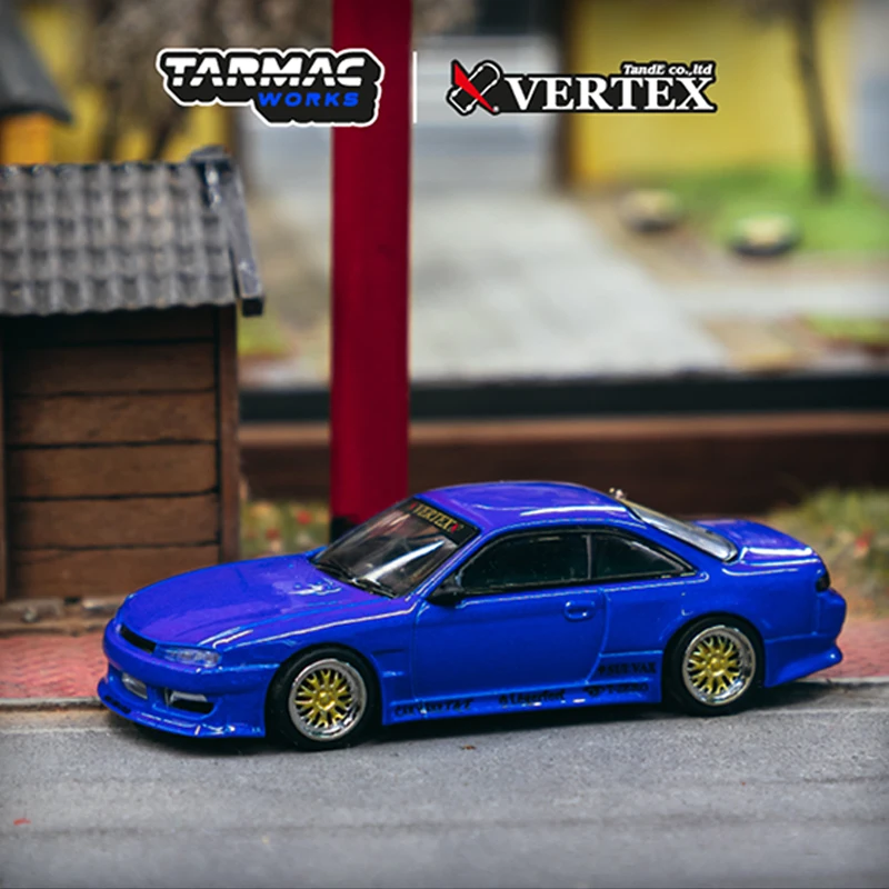 

Tarmac Works 1:64 Model Car Silvia S14 Alloy Die-Cast Vehicle - Blue Metallic
