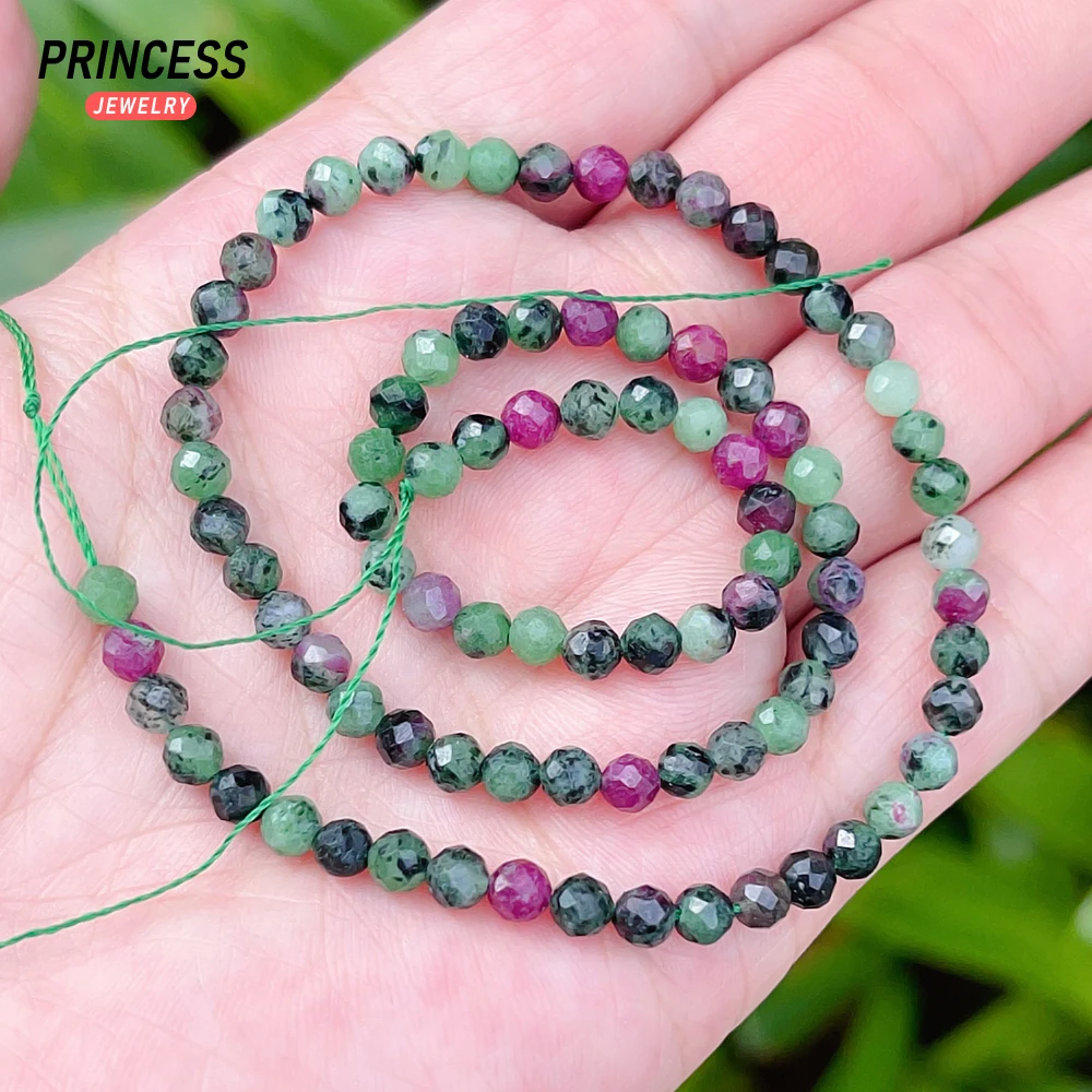 A++ Natural Ruby Zoisite Epidote 4.2mm Faceted Beads for Jewelry Making Bracelet Necklace Charms Beads DIY Accessories Wholesale 3