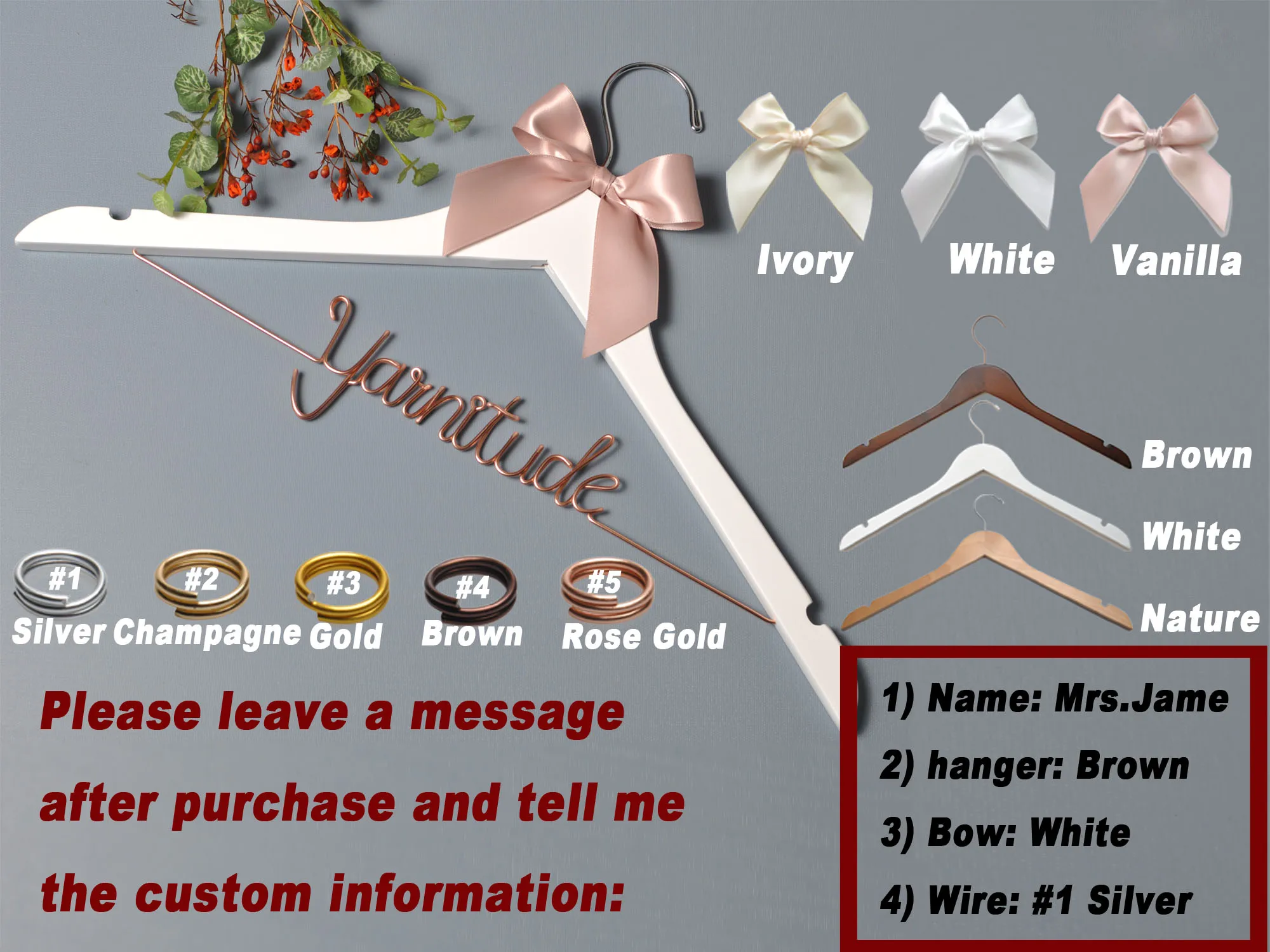 Personalized Wedding Wood Hanger , Groom Bride Wedding Shower Gift  Mr&Mrs Souvenir Gift, Customize Name Hanger 2