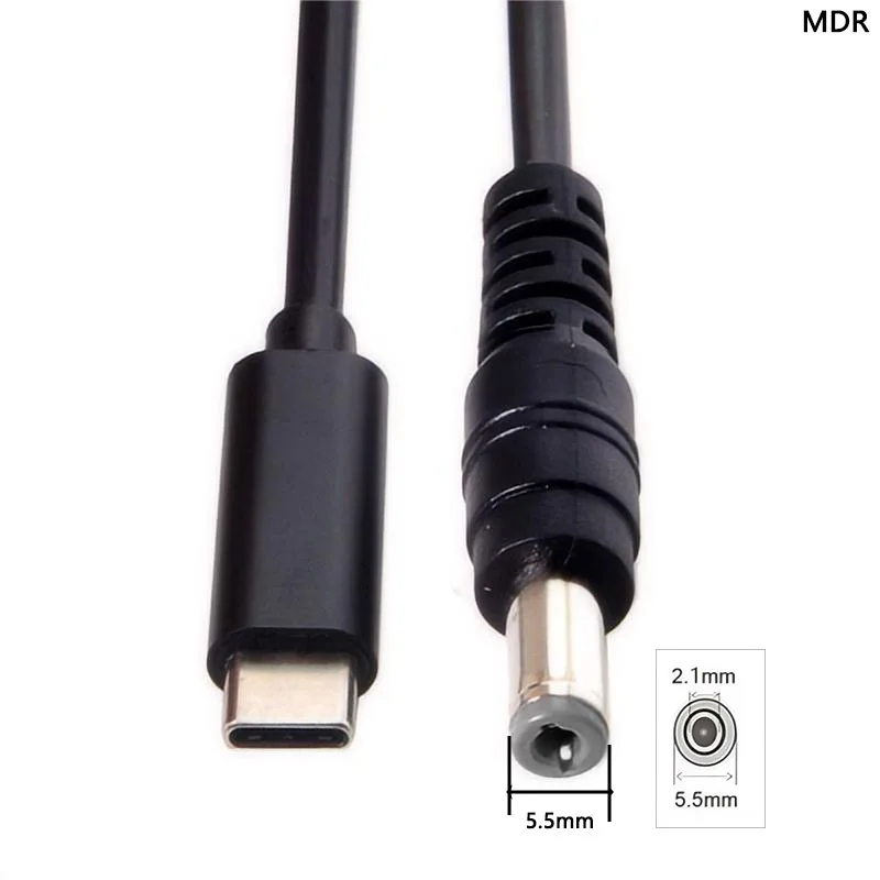 Cavo di Ricarica CC di Tipo C, Convertitore PD 3A di Tipo C Maschio a Maschio 6.0x3.7mm Cavo di Ricarica Rapida Portatile 65W 1.5m/5.0ft per Computer Notebook
