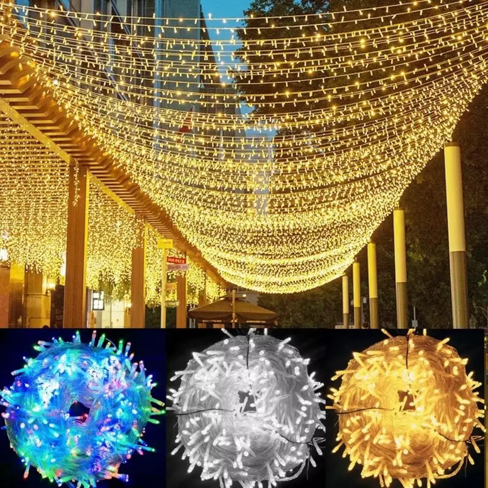 20M Length LED String Lights Waterproof Ultra Bright Waterfall Fairy Light 8 Modes Outdoor String Light Christmas Decoration