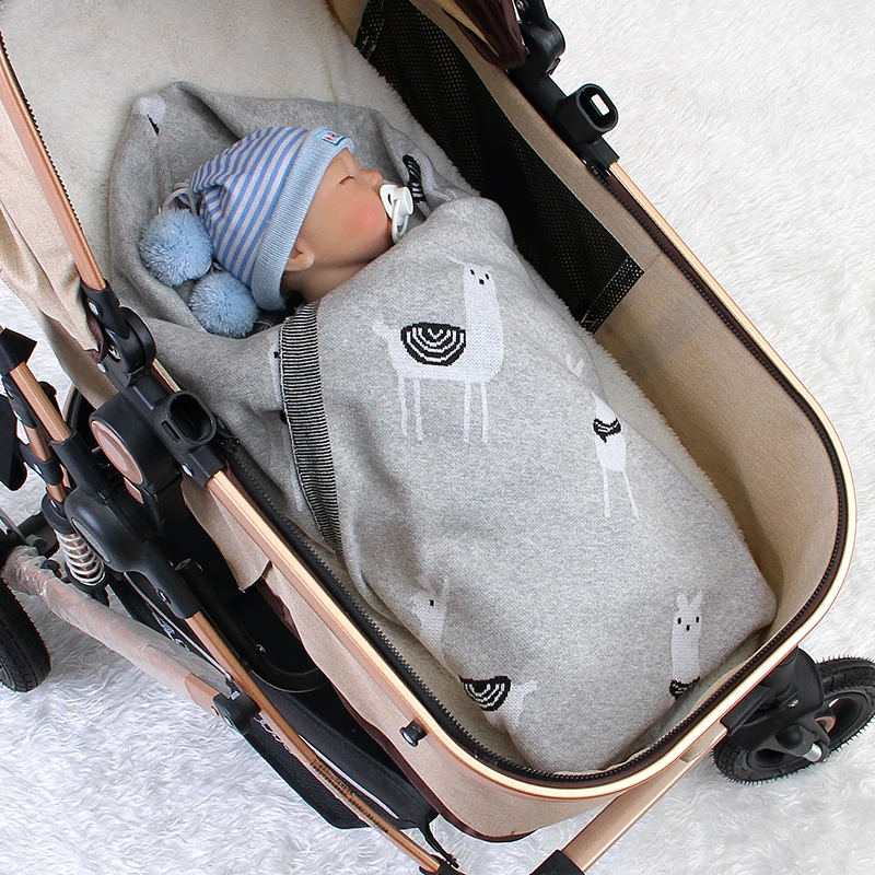 Baby Blanket Cotton Knitted Newborn Girls Boys Bed Quilt 100*80CM Infant Stroller Swaddle Cute Alpaca Plaid Crib Warm Sleepsack