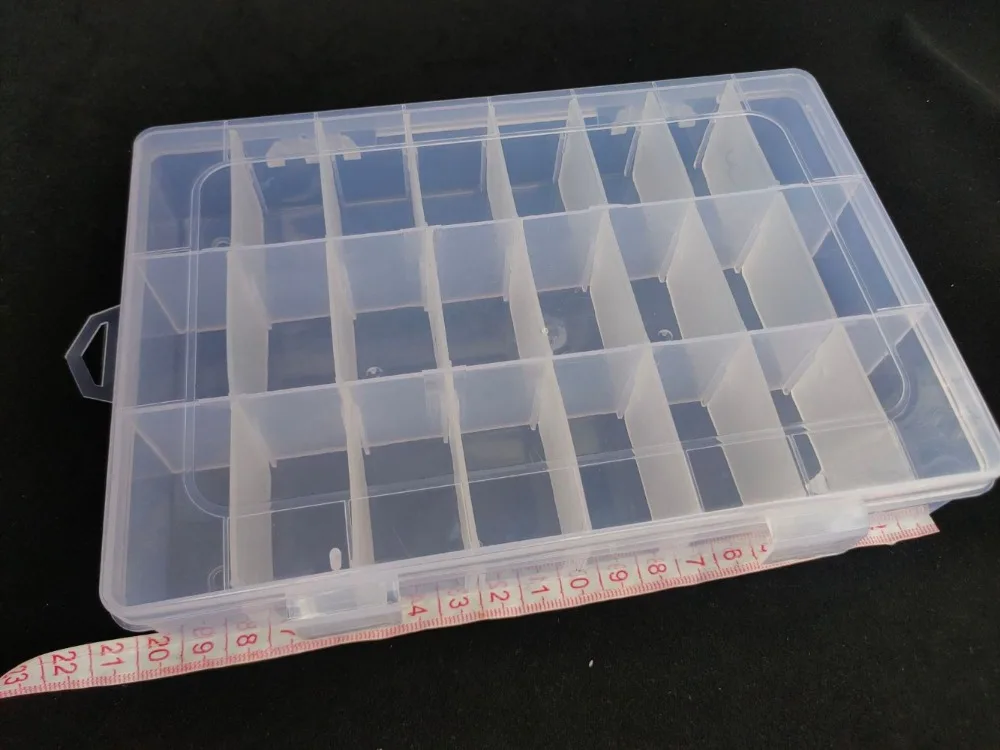 24-Fächer Farbige Tragbare Schmuck- und Werkzeugaufbewahrungsbox Behälter für Ringe, Elektronikteile, Schrauben, Perlen Organizer Plastikbox – Detail 10