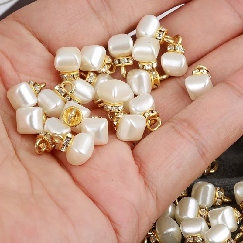 8mm Sewing Ivory Pearl Beads Arc-Shaped Crystal Rhinestone Pearl Applique Decor Pendant Bead Garment Jewelry Accessories stone beads imitation pearl beads clothing accessories