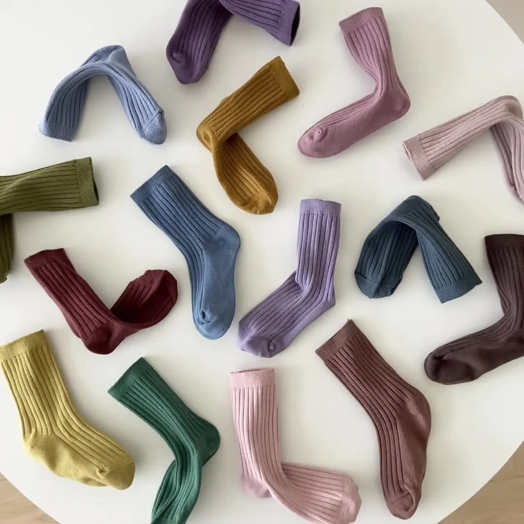 Korean Style Candy Color Children Socks For Kids Winter Warm Cotton Solid Baby Sock Cute Jacquard Weave Boy Girl Sock New 1-12Y cotton socks children socks