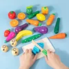 Simulation Kitchen Pretend Play Toy Magnetic Wooden Cutting Fruits Vegetables Classic Game Montessori Educational Toys For Kids 2