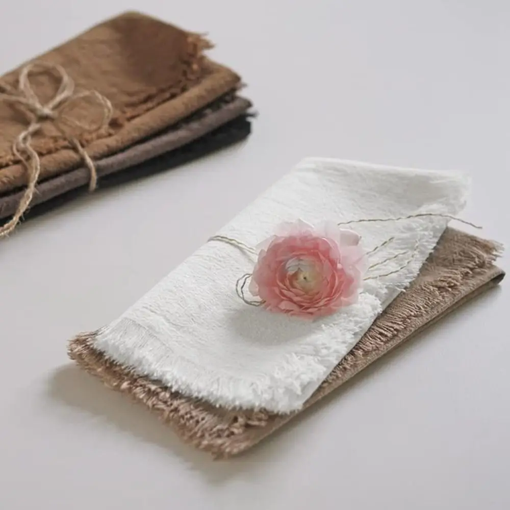 Party Supply Table Decoration Linen Napkin Solid Color Vintage Cotton Napkin Retro Reusable Placemats Wedding