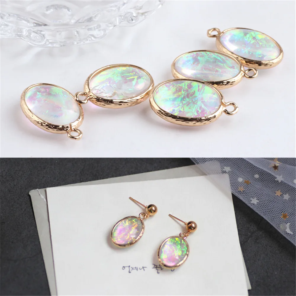 

DIY Jewelry Accessories South Korea Copper Wrapped Mermaid Jeep Imitation Shell Oval Earrings Material Pendant