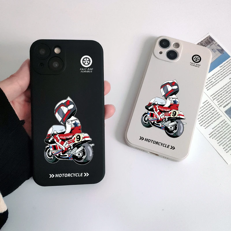 Custodia Per Telefono Sportivo Moto Ins Off Moto Gp Per Iphone11 14 13 Pro Max 12Mini 7 8Plus X Xs Xr Racing Driver Cover A Strisce Bianche