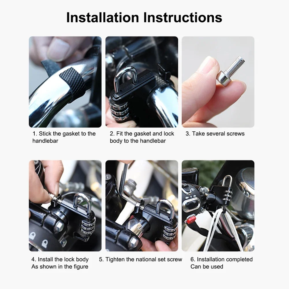 Motorcycle Car Car Helmet Lock Combination Lock 3 Digits Password 72mm X 48mm Aluminum Alloy Black Gasket Wrench helmet lock