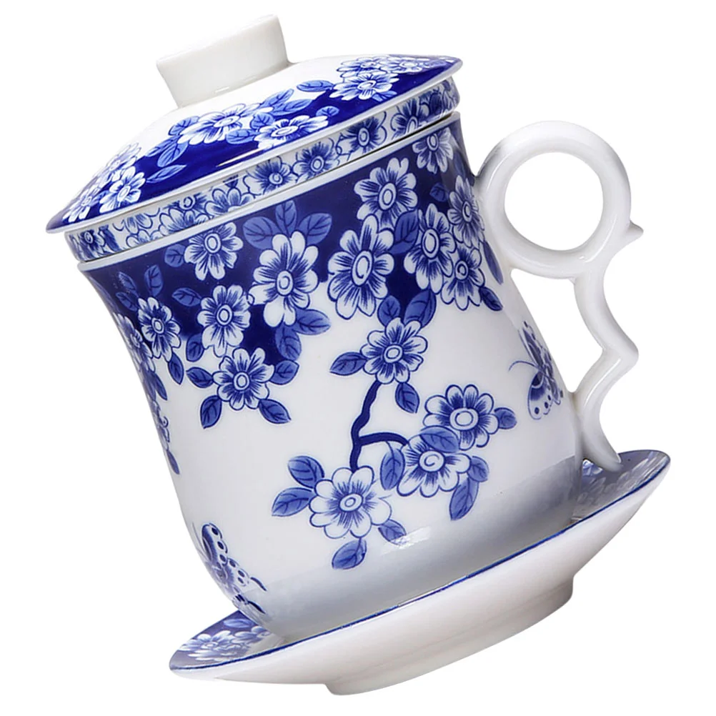 

1 Set Porcelain Tea Cup With Saucer And Infuser Ceramic Teaware Chinese Style Traditional Tea Mug With Lid