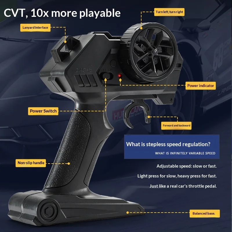 가르소닉 RC GTR 드리프트 레이싱카 2.4G 무선 조종 4륜 구동 2모터 드라이브 무단 변속 LED 라이트 시스템 포함 남아용 어린이용