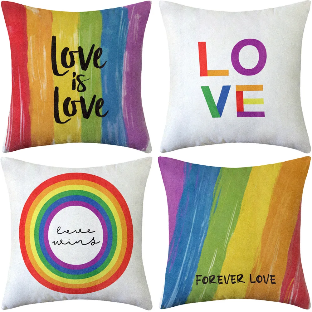 RainbowLGBTPillowCoverColorfulGayMenWomenPridePillowCase