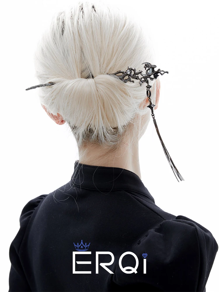 2024 New Dark Moon Bone Orchid Fringe Hairpin For Women Retro Style Copper Alloy Jewelry Party Gift