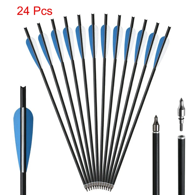 Carbon Crossbow Arrows with Half Moon Nock and Broadheads - Available in Sets of 6, 12, or 24