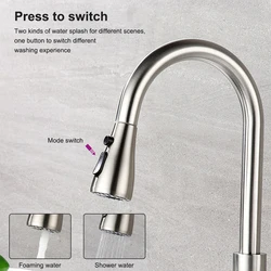 304 Stainless Steel Kitchen Faucet Single Sink Mixer Tap Stream  Mounted Bathroom Spray Head Tap Accessory 360 Degree Rotation