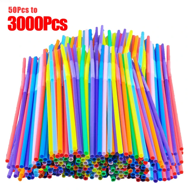 WOW Plastic, Lot de 250 pailles jetables fluo mélangées – Paille