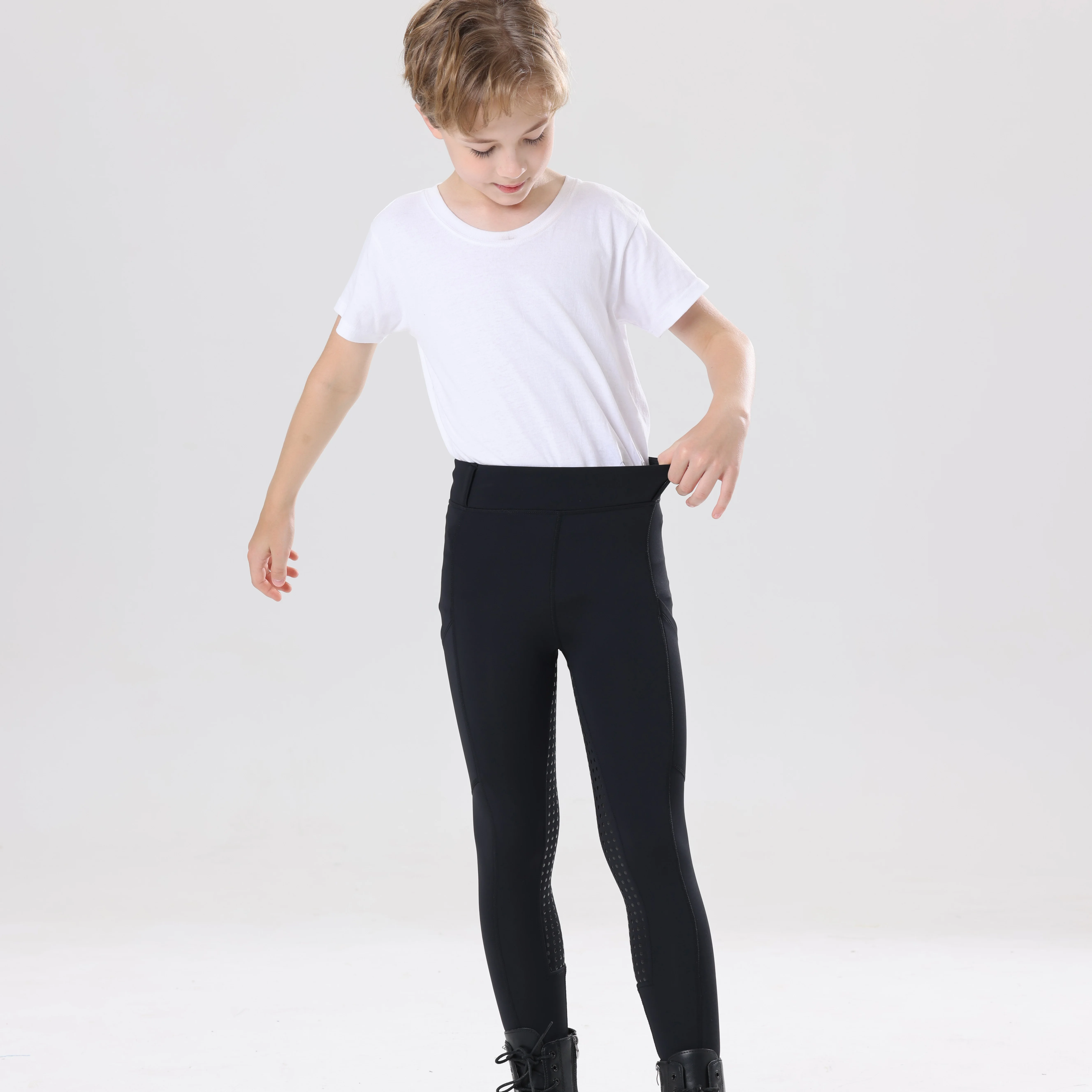 Spring and Autumn Thickened Children's Equestrian Pants Elastic Full Silicone Horse Riding Pants Brushed Base Skin-friendly Soft 4