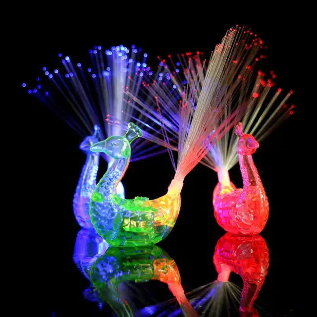 Luminous Peacock Finger Light Glow In The Dark Kids Toy Peacock Decoration Open Light Toys Flash LED Lights Small Toys 5