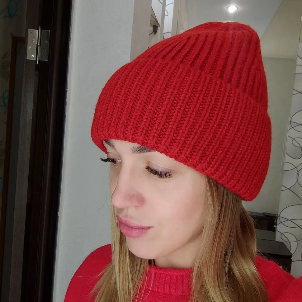 New chapeau bonnet bibi femme rouge angora laine très chaud ZA2CATS