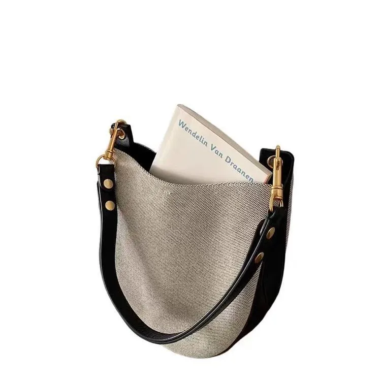 Fashionable Color Block Bucket Bag Women's Handbag Transformable Soft PU Leather Casual Shoulder Crossbody Handbag