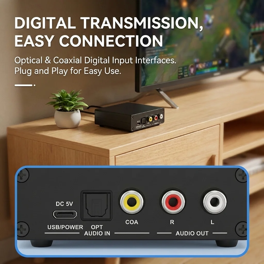 제로 레이턴시 전송, 고음질 사운드, USB 광섬유 동축 DAC 오디오 컨버터를 갖춘 전문 게임 디코더