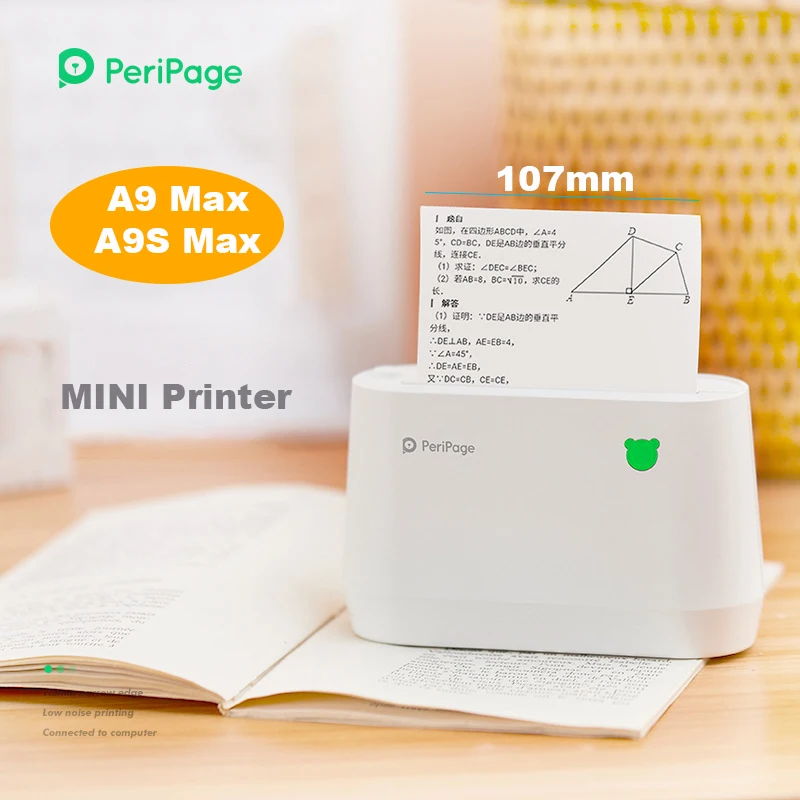 

Peripage A9s Max 4" Mini Portable Thermal Printer Bluetooth Mini Photo Receipt Thermal Sticker Label 107mm Printer