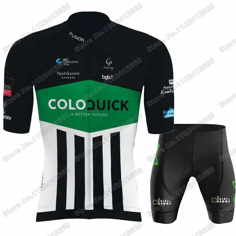 ColoQuick Cycling Team Cycling Jersey Set Denmark Team Clothing Men Road Bike Shirt Suit Bicycle Bib Shorts MTB