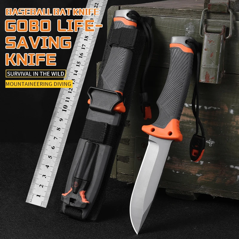

Blade Hunting Knife Handle Blade Tactical Camping Survival Combat Pocket titanium Knive Half Teeth Pocket +ABS Sheath Blade Hunt