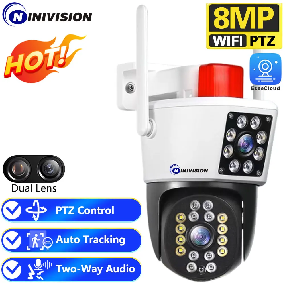 4K 8MP Security Protection Dual Lens WIFI IP Camera Video Surveillance Outdoor PTZ Color Night Vision AI Auto Tracking eseecloud 1