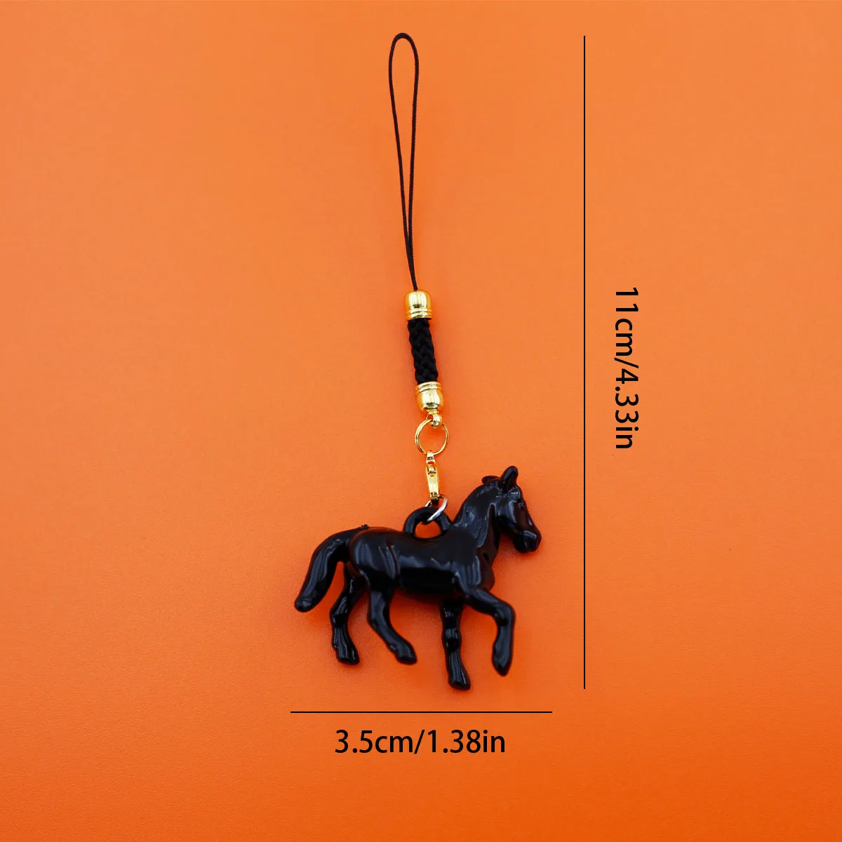 Elegant Dual Horse Mobile Phone Pendant Lanyard - Black and White Design