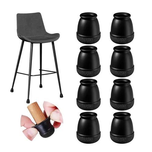 8PCS Clear Chair Leg Floor Protectors with Thick Wrap Felt Pads Silicone Furniture Leg Covers Table Feet Cups to Protect Caps - Image 7