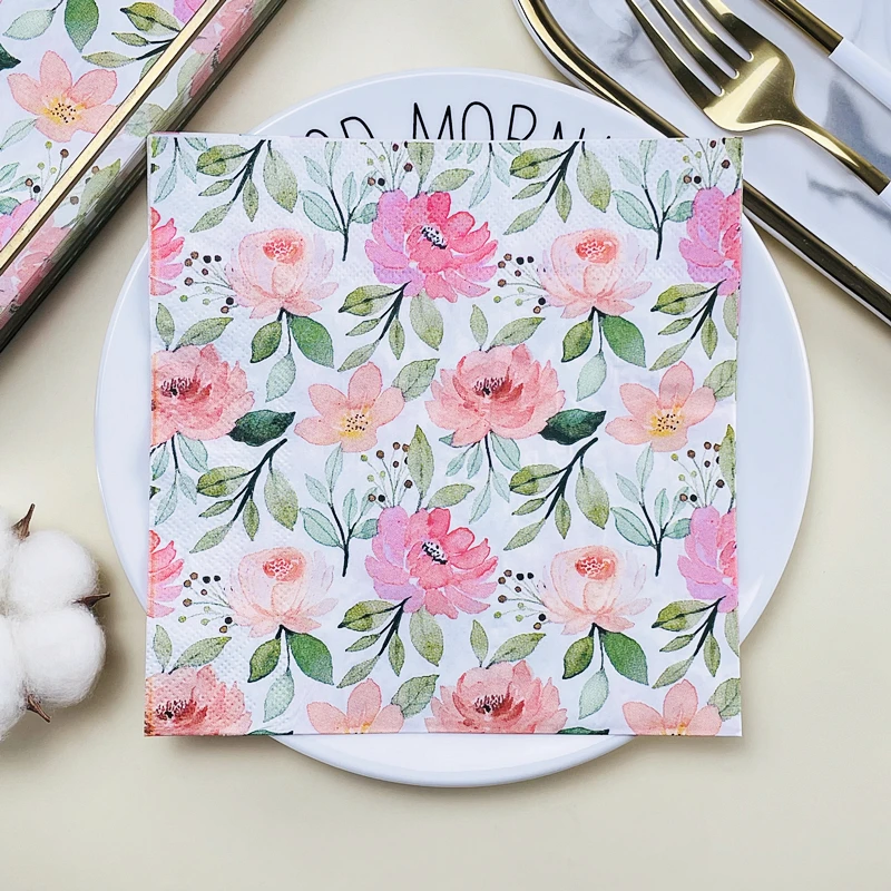 10/20pcs Flower Printed Paper Napkins, paper napkins,disposable paper placemats