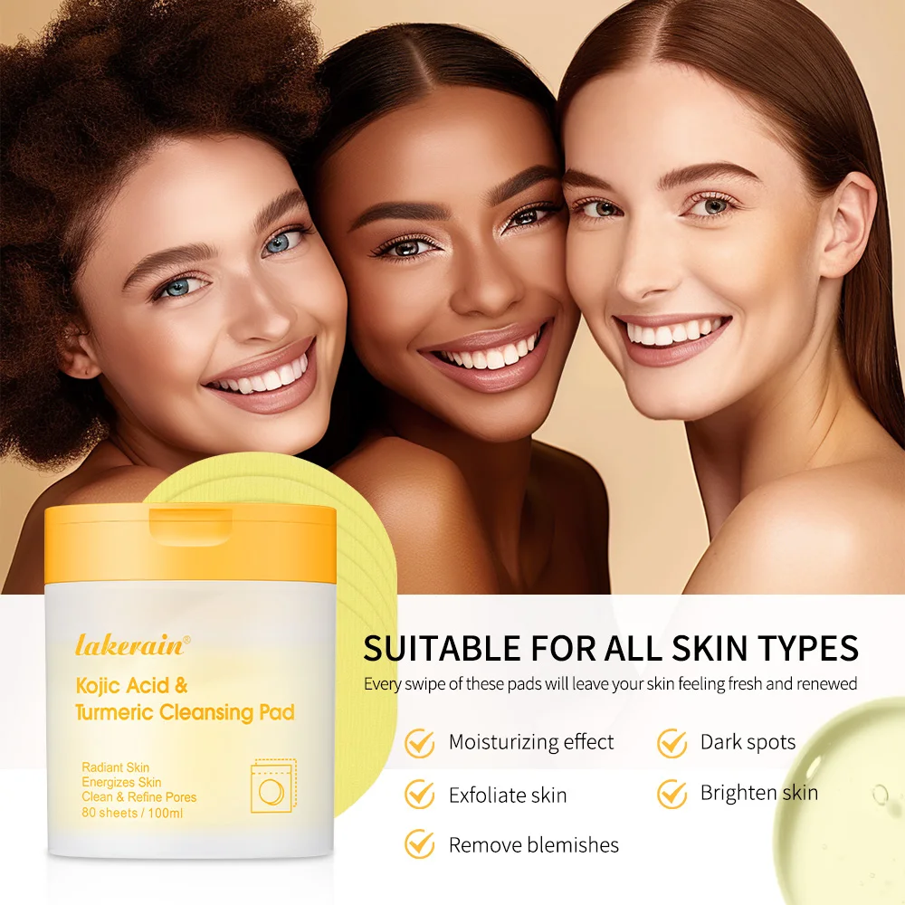 Kojic Acid And Turmeric Cleansing Pad Exfoliate Lighten Acne Scars Unclog Pores Turmeric Cleansing Pad Dark Spots With  Glycerol 2