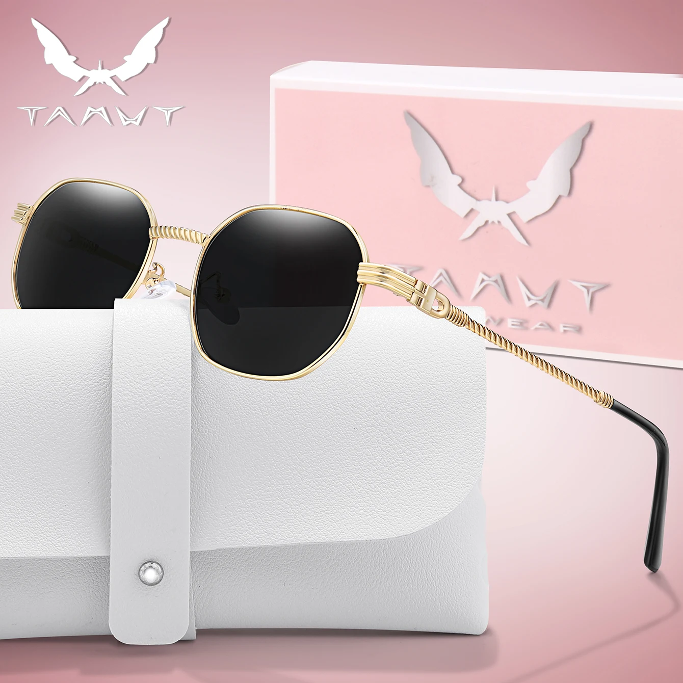 Retro Metal Fishing Sunglasses Black Round UV400 Protection