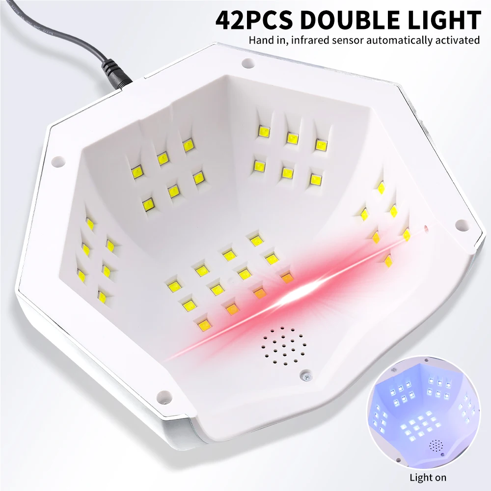 42LED 네일 드라이어 전문가용 UV 네일 아트 램프 (4가지 타이머 및 자동 센서 건조등 포함) 젤 네일 폴리쉬 경화용 네일 도구