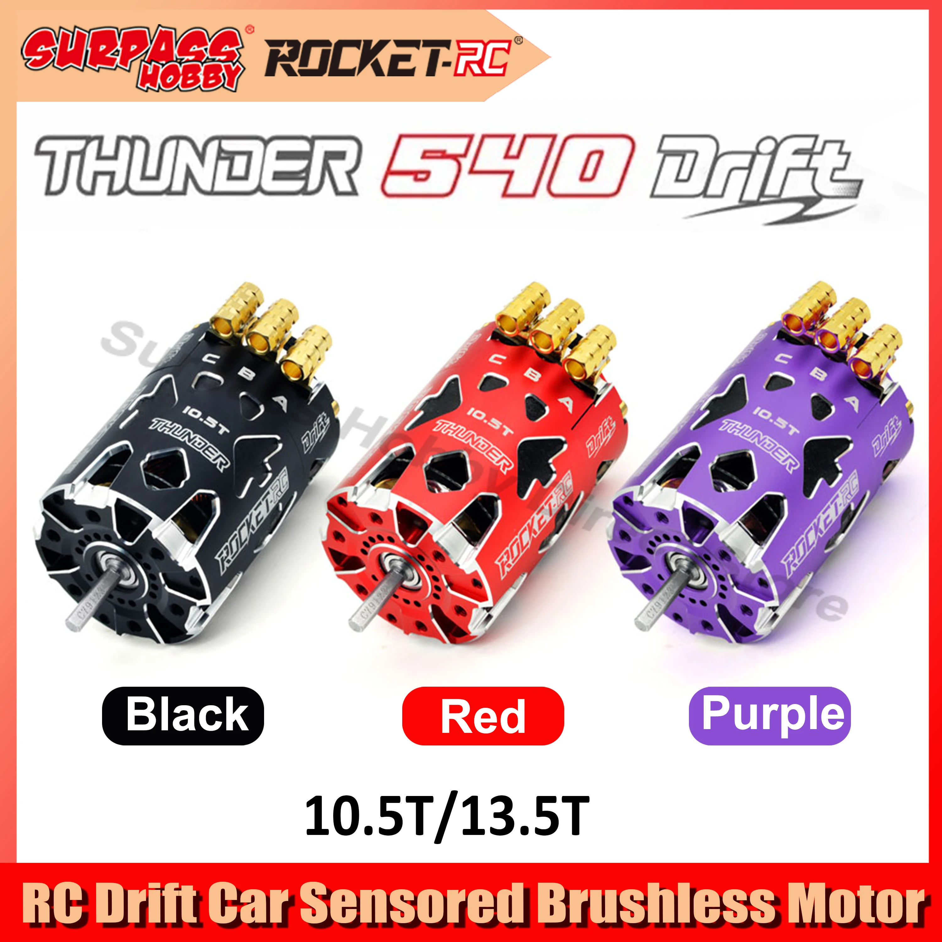 

Surpass Hobby Rocket Thunder 540 10.5T 13.5T Sensored Brushless Motor for 1/10 RC Drift Car Competition Racing Yokomo MST 3650