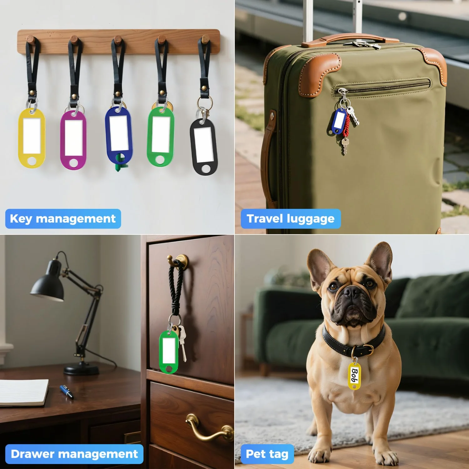 Coloful Key Tags Plastic Split Key Ring Paper Labels Windows Flexible Organizer DIY Item Identifiers Luggage Tag 10-100PCS