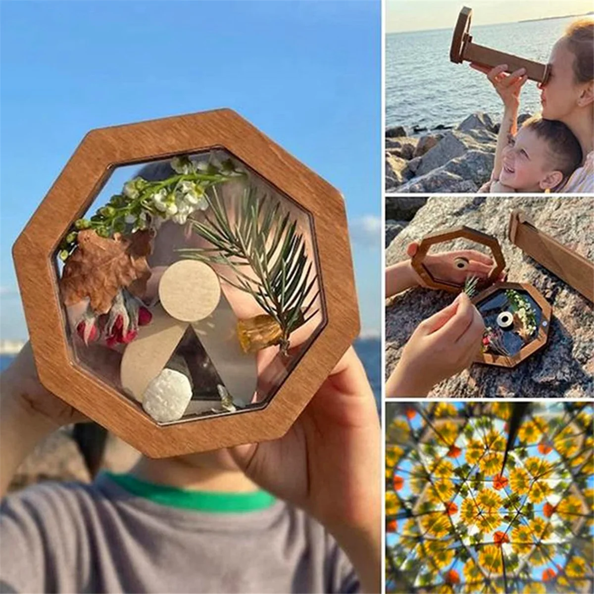 Wooden Handmade Kaleidoscope Kit Interactive Logic DIY Kaleidoscope Kit Children's Classic Toy