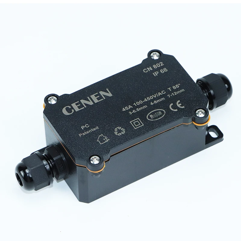 Electrical Junction Box Plastic Waterproof Black PC flame-retardant Electrical Instrument Outdoor Rainproof IP68/2/3/6holes