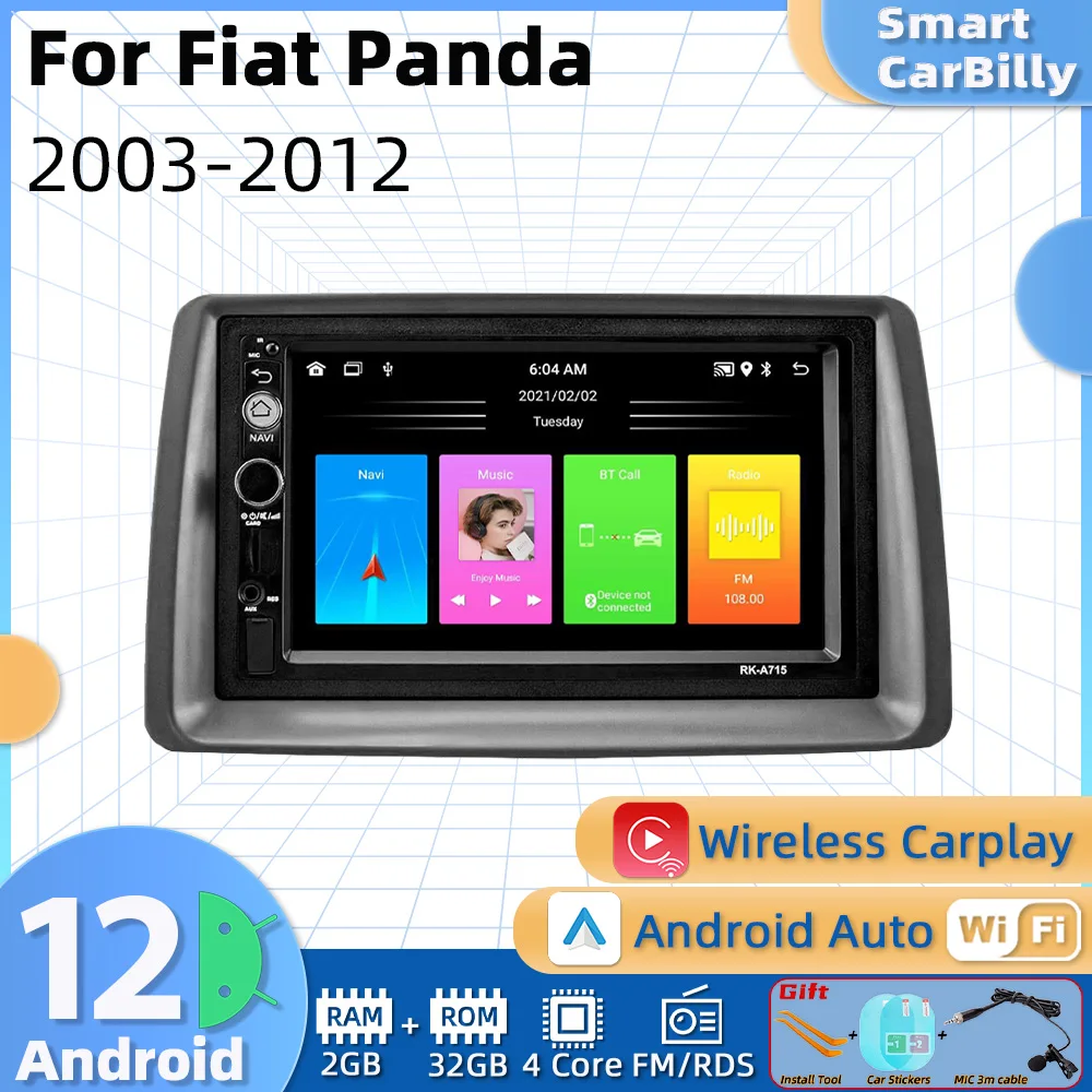 Per Fiat Panda 2003-2012 Autoradio 2 Din Android Multimedia Player Unità Principale Di Navigazione Autoradio Carplay Auto Car Stereo