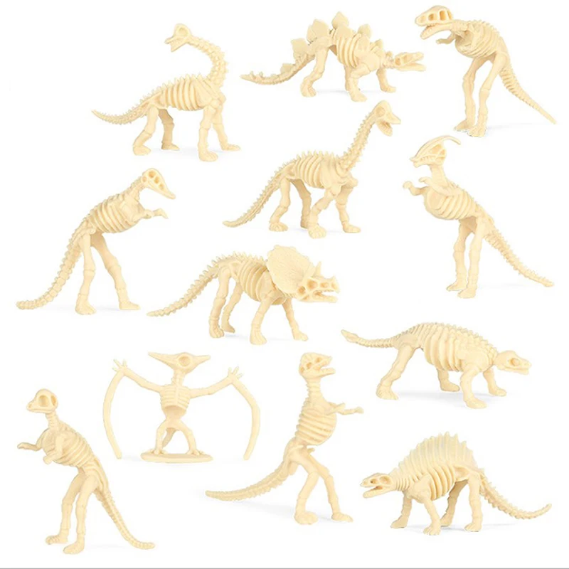 Nuovo 12Pcs Dinosaur Toys Fossil Skeleton Simulation Model Set Mini Action Figure Educational Creative Collection Toy For Children