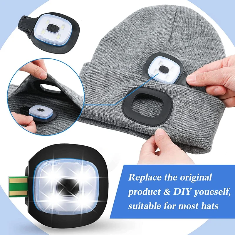 USB Rechargeable Light 2Pcs for LED Beanie Hat Replaceable Headlamp Cap DIY Hat Light for Men and Women hat light