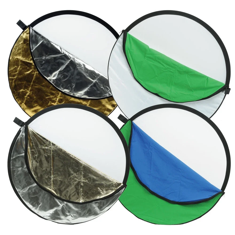 Photography Reflector Macro Photography Diffuser 60/80/110cm 5-in-1 Collapsible Circular Reflector Disc Translucent Diffusion Panel Studio Lighting Modifier for Product Portrait