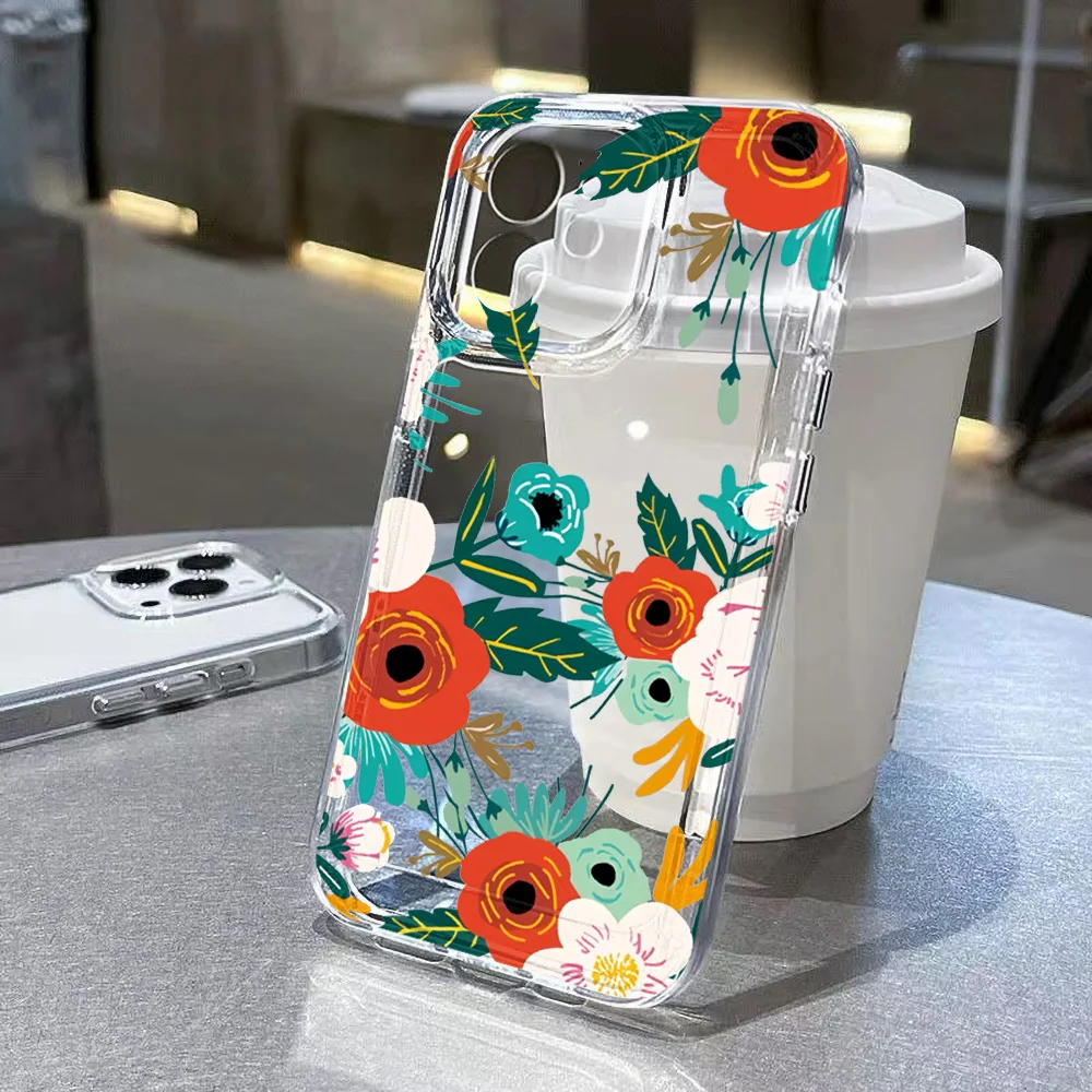Elegant Floral Phone Case with Clear Back Cover